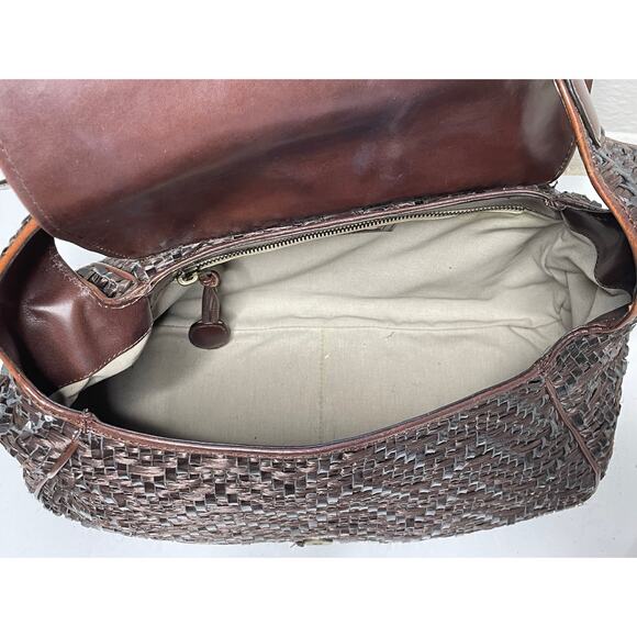 Marni Brown Raffia & Glossy Leather Woven Large Shoulder Bag - Picture 7 of 9